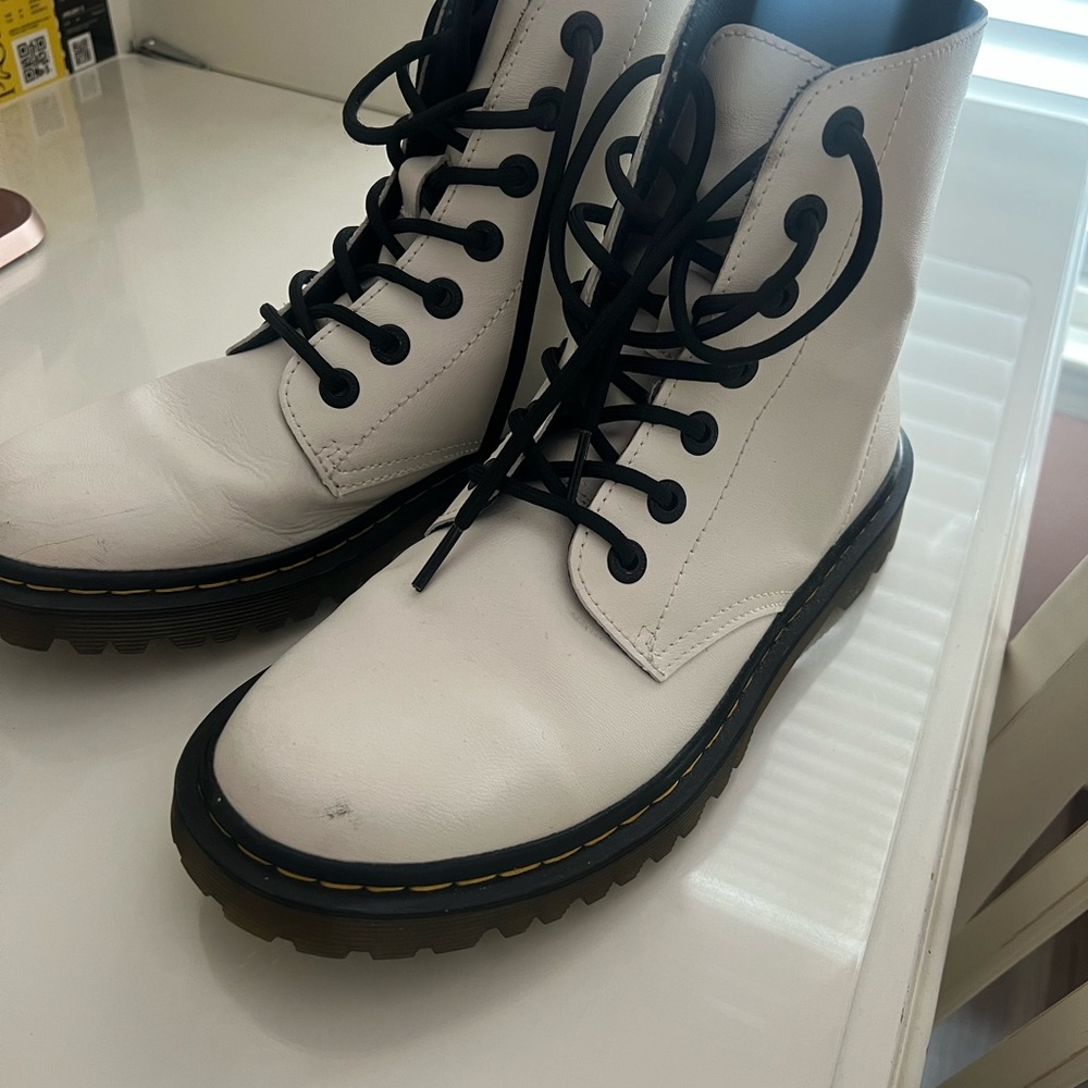 Dr. Martens White Lace Up Boots
